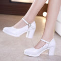 ladies shoes with heelplatform pumps Autumn Vintage Womens Chunky Block High Heel Platform Ankle Strap Buckle Pumps Punk Shoe.