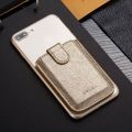 PU Leather Wallet Card Bag Adhesive Holder Case Pouch Sticker for Cell Phone.