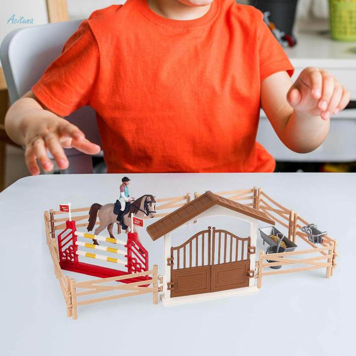 Horse Stable Playset Horse Clubs with Horseman Horses Toy for 3 4 5 6 7 Year Old