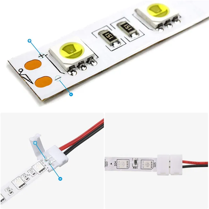 NXFDSIOZ%2048Pcs%208mm%202%20Pin%20LED%20Strip%20Light%20Connector%20for%208%20mm%20Wide%20Flexible%20SMD%203528%202835%20Single%20Color%20LED%20Strip%20Lights%20Solderless%20-%20Image%202