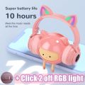 RGB Unicorn Kids Wireless Headphones With Mic,Control RGB Light Girls Music Stereo Earphone Mobile Phone Children's Headset Gift. 