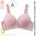 2 Pcs Combo Pack | Foam Padded Stretchble Bra for Girls & Women | Soft Cotton Blend Fabric | No-Wire | All-Day Comfort | Everyday Innerwear. 