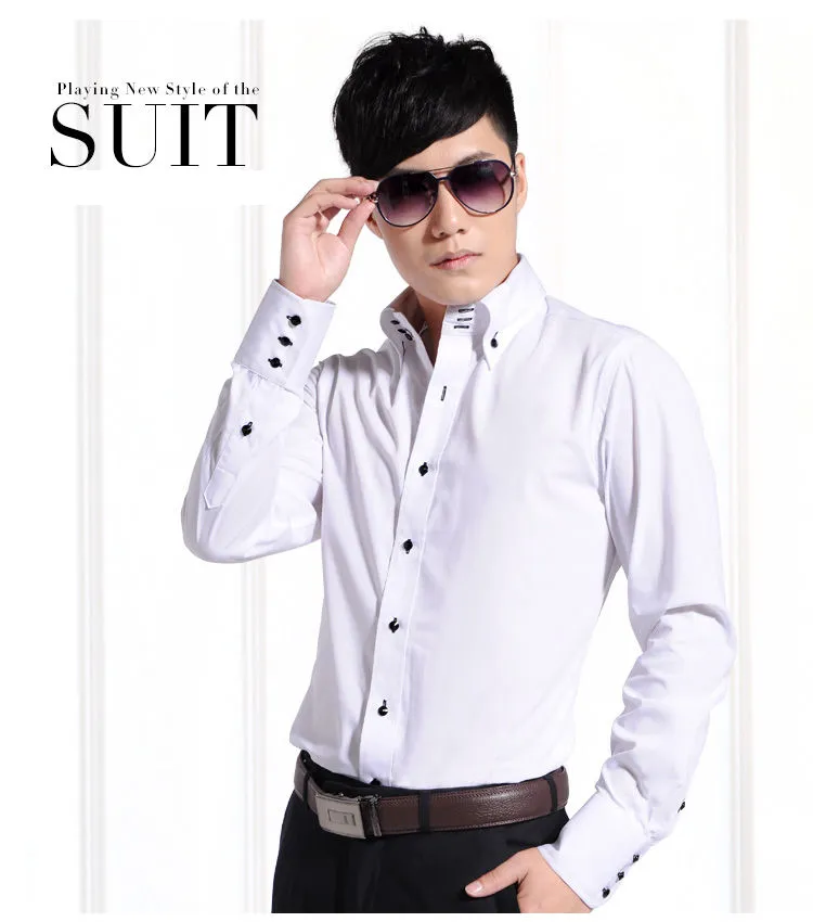 chinese dress ladies Men's Shirt Fashion Print Spring Autumn Long Sleeve Korean Slim Fit Men  Clothes Gray M at Amazon Men's Clothing store