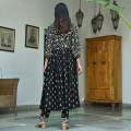 Black Floral Jaal V Neck Kurta Pant Set kp206.