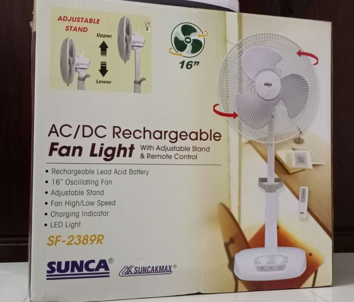 Sunca 2389R Rechargeable fan, Size: 16 inch, With Remote