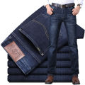 Lee dex Jeans Men's Straight Loose Elastic Business Casual Autumn and Winter Thick High-End Goods Long Jeans.