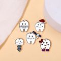 Cute Tooth Brooch Bow Tooth Doctor Screw Fruit Repairman Red Flag Unicorn Crown Healthy Tooth Badge Punk Metal Pins Jewelry Gift. 