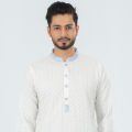 Masculine  Printed Casual Panjabi - White. 