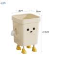Creative Cute Trash Can Modern Funny Waste Can Dustbin Stylish Household Trash Bin for 18x22x27.5cm.