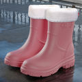 Cross-border mid-barrel thick-soled women's fashion rain boots Women's non-slip autumn and winter wear velvet waterproof rubber boots are sent on behalf of others. 