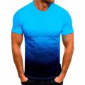 Men's casual sports T-shirt European and American summer fashion round neck 3D gradient short-sleeved round neck T-shirt men. 