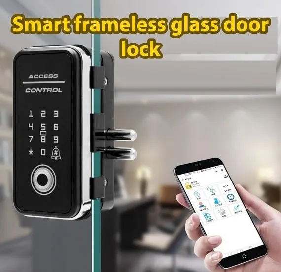 Smart Frameless Glass Door Lock- Control Bluetooth App/ Fingerprint ...