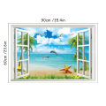 Sea View Mural 3D Wall Art Vinyl Window Landscape Poster Stickers Home Decoration Seabird Beach Palm Tree Scenery Wallpaper. 