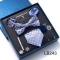 Mens Luxury Tie Set Box Fashion Business Striped Necktie Square Scarf Combination 9P Set Box. 