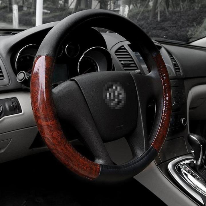 c-BETTER Steering Wheel Cover - Wood Grain and Black