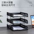 Effective file rack three-layer file tray folder storage box bookshelf simple desk student use book standing file storage desk storage multi-layer rack file box office supplies. 