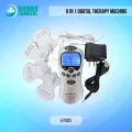 8 In 1 Digital Therapy Machine  Electric Muscle Stimulator Device With Acupuncture & Vibration  Pain Relief Pulse Massager, 4 Pads With Palm Device, Battery & Electric Operated. 
