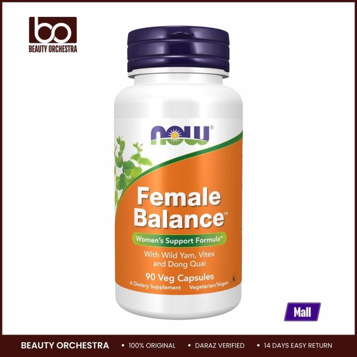 NOW Foods Supplements Female Balance™ with Wild Yam Vitex Dong Quai GLA Vitamin B-6 and Folate 90 Capsules