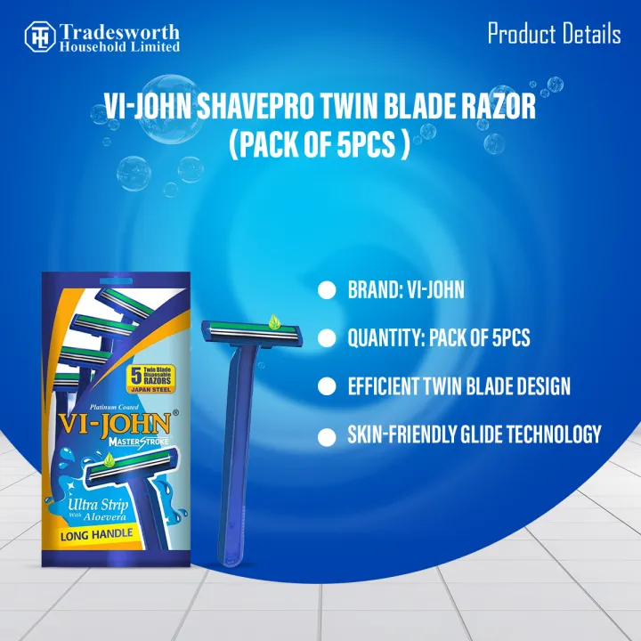 VI-John%20Shavepro%20Twin%20Blade%20Razor%20(Pack%20of%205pcs%20)%20-%20Image%202