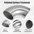 3-inch diameter Exhaust elbow pipe Polished finish 90 degree Bend tube SS304 stainless steel Rust-resistant Stainless steel.