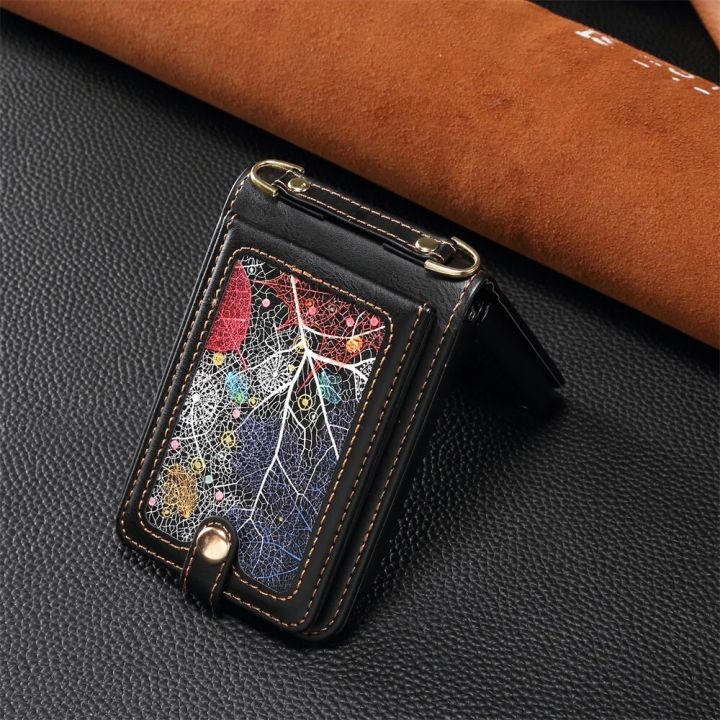 Crossbody%20Wallet%20Phone%20Case%20for%20Samsung%20Galaxy%20Z%20Flip%205%204%203%20Flip5%20Flip4%20Flip3%205G%20RFID%20Blocking%20Cards%20Slot%20Lanyard%20Leather%20Cover%20-%20Image%203