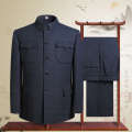 Sheep wool men, middle-aged and loose fitting Zhongshan suit set the elderly, Chinese style formal dress for men. 