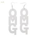 2x cool Acrylic Large OMG Letters Dangle Drop Earring Hip. 