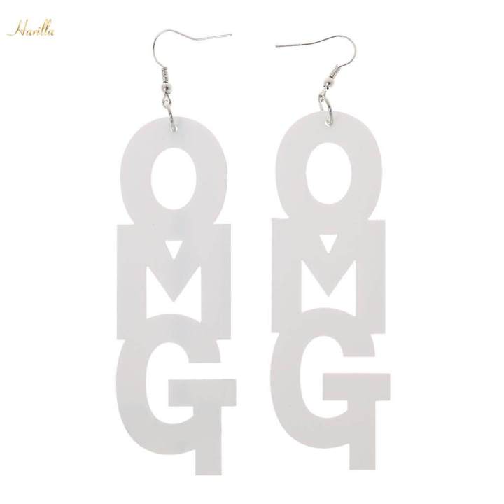 2x%20cool%20Acrylic%20Large%20OMG%20Letters%20Dangle%20Drop%20Earring%20Hip%20-%20Image%202