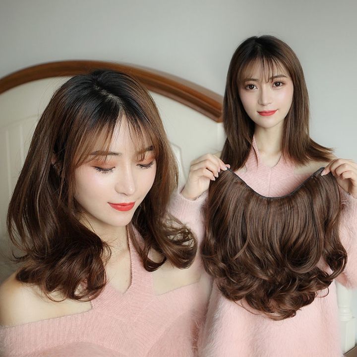 Fanov Hair Short Curly Women Clip In Hair Extensions High Tempreture U PART Synthetic Hair Piece for Woman and Girl