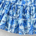 GC Summer Short Sleeves Dress For Girls Elegant Printing Fashion Ruffled A-line Skirt Casual Breathable Dress.