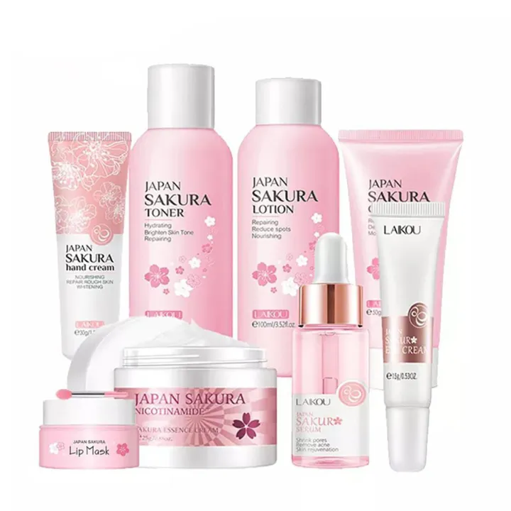 LAIKOU%208Pcs%20Sakura%20Face%20Skin%20Care%20Set%20Moisturizing%20Nourishing%20Serum%20Soothing%20Whitening%20Repairing%20Anti-Wrinkle%20Beauty%20Makeup%20Set%20-%20Image%202