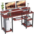 Computer Desk with Monitor Stand Storage Shelves Keyboard Tray - 48 Inches Studying Writing Table for Home Office. 