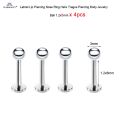 4Pcs 16G 6/8mm Rod Crystal Tragus Piercing Labret Lip Ring Nose Piercing Oreja Helix Ear Studs Conch Pircing Cartilage Earrings.