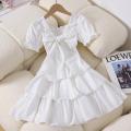 Girls Dress Summer Dress New Children's Foreign Style Bow Princess Dress European and American Style Girl Black Skirt Summer.
