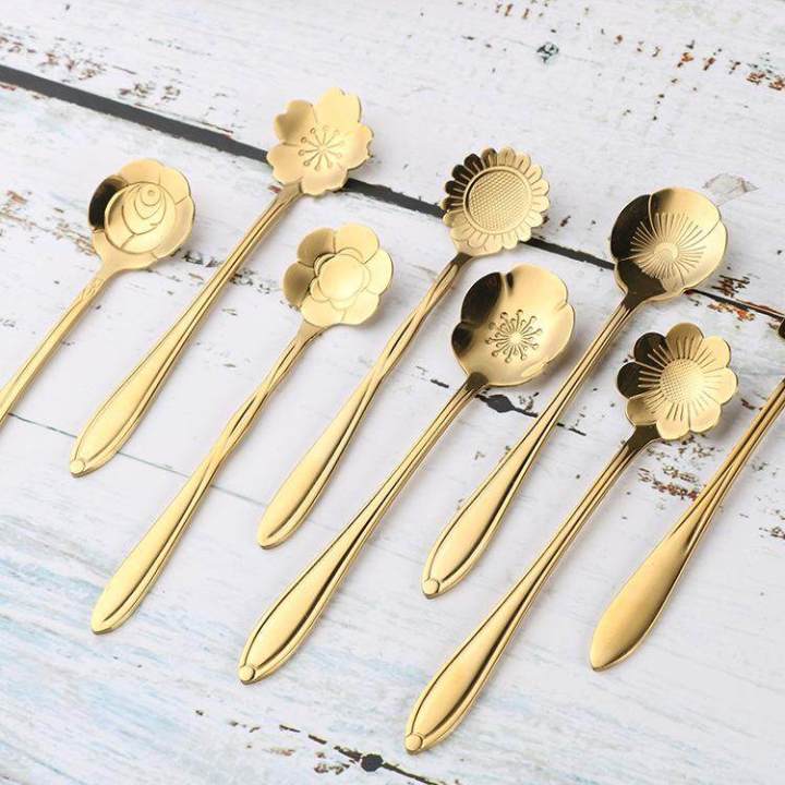 Teaspoon%20Set%20of%208%20Teaspoons%20Coffee%20Tea%20Spoon%20Sugar%20Spoon%20Stainless%20Golden%20-%20Image%206