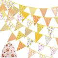 40 Feet Fabric Bunting Banner Vintage Bunting Flag for Party Yellow. 