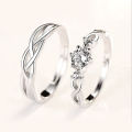 Version Zircon Royal Diamond Cut Silver Couple Rings For Valentines Gift.