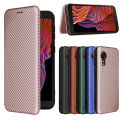 xprmy for Samsung Galaxy Xcover 5 case carbon Fiber Magnetic Flip Wallet ShockProof Phone Case. 