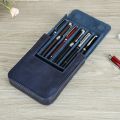 Handmade Vintage Leather Pen Case Box 6 Slots Pens Holder Organizer For Men Office Boy Girl School Pouch Cowhide Pencil Bag.