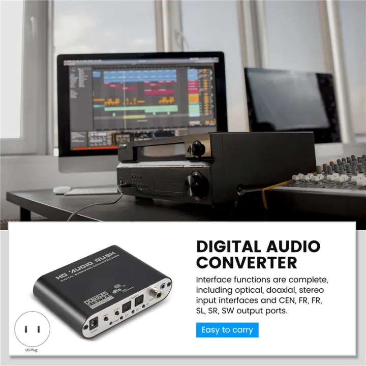 5.1%20Audio%20Rush%20Digital%20Sound%20Decoder%20Converter%20-%20Optical%20SPDIF/%20Coaxial%20AC3%20DTS%20stereo(R/L)%20to%205.1CH%20Analog%20Audio%20(6RCA%20Output)%20Black%20-%20Image%202