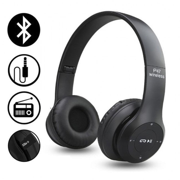 P47 Wireless Bluetooth Headphones – Premium Quality, Easy Use color black