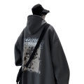 IELGY men's harajuku style loose and lazy hooded sweatshirt.