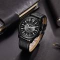 JGHIJ GTS CN170 Dated Strap Leather Analog Watch Men Full Black. 