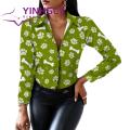 Casual Shirt Slim Fit Milk Cow Printing Casual Office Shirt Top.
