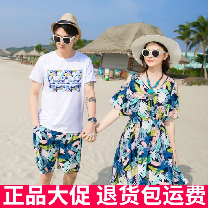 Beach Couple's Outfit Summer Suit Thailand Travel Sanya Honeymoon Seaside Vacation FatmmPlus size beach dress