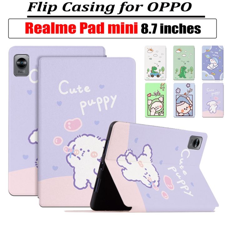 Realme Pad mini Tablet Cute Pattern Case OPPO Real me RMP2105 8.7Inch High Quality Non-slip Leather Stand Flip Cover Sweat-proof PU Casing Shell