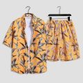 Printed Shirt Hainan Island Clothing Beachwear Sanya Xiaowei Style Thailand Travel Men and Women Couple Summer Thin Suit Fashion. 