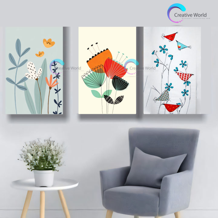 Pvc board Wall Poster 3 pcs Home Decoration with 3 mm Board Most Unique Combo Wallboard wall decor easy to set up