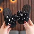 Bow Flats Open Toe Slide Sandals Non-slip Flip Flops Children Home Slippers Kids Girls Summer Cute Beach Slippers Shoe. 
