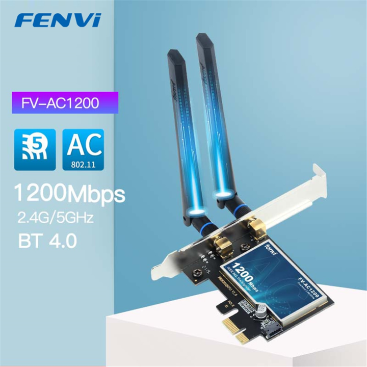 Fenvi WiFi5 AC1200 PCIE WiFi Adapter BT4.0 1200Mbps WiFi Card Dual Band 802.11ac Networking Upgrade for Win 7/10/11 Desktop PC